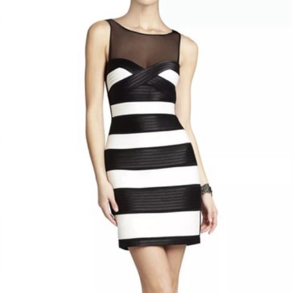 BCBGMAXAZRIA Bandage Dress in Black and White size 8